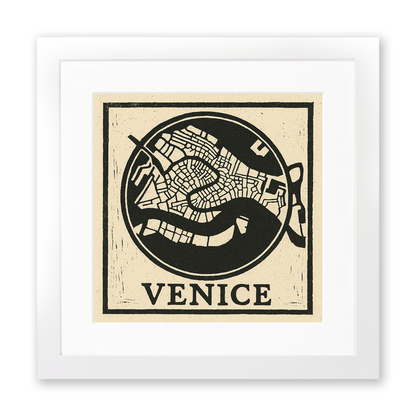 Maps Linoprint-Style Art (c23)