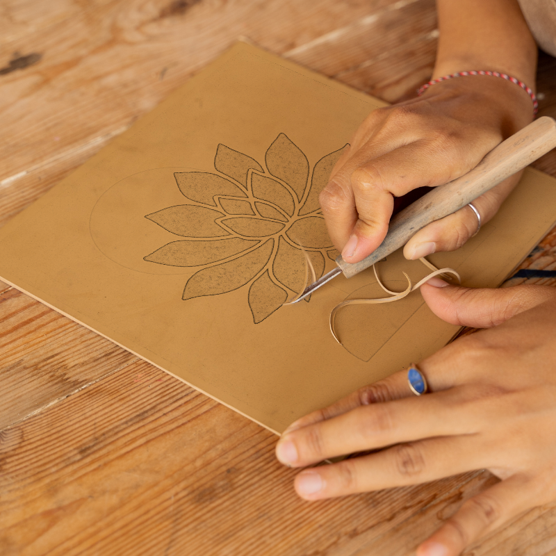 Flowers and Plants Linoprint-Style Art (c497)