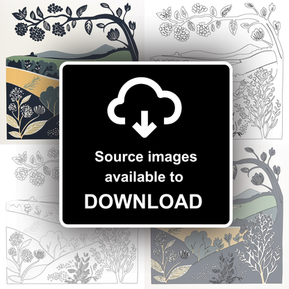 Brambles and blackberries by the hedge Linoprint-Style Art (1862-1)