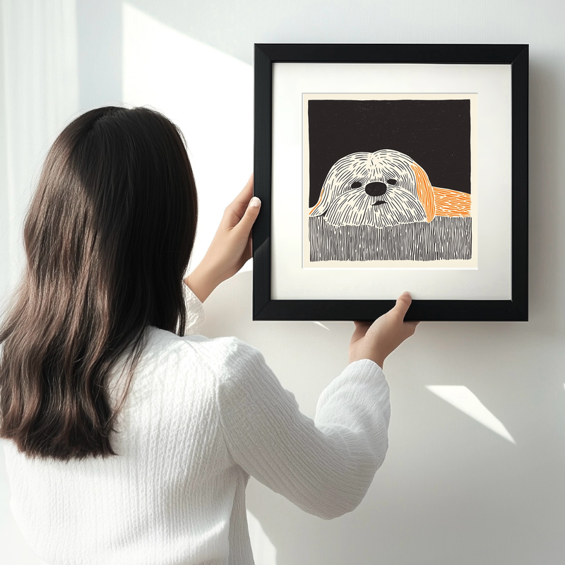 Shih Tzu Linoprint-Style Art (1486-1)