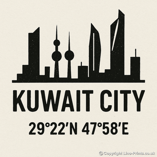 Place Coordinates Linoprint-Style Art (c286)