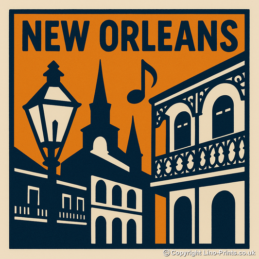 Cities Linoprint-Style Art (c132)