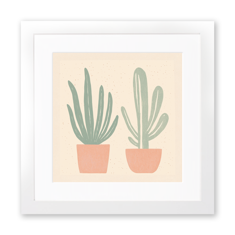 Cactus Linoprint-Style Art (1503-1)