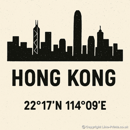 Place Coordinates Linoprint-Style Art (c341)