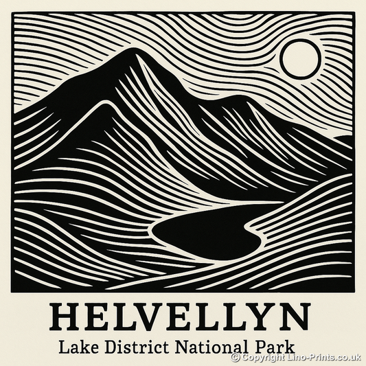 Mountains Linoprint-Style Art (c367)