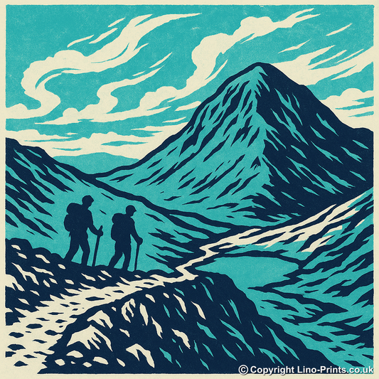 Mountains Linoprint-Style Art (c371)