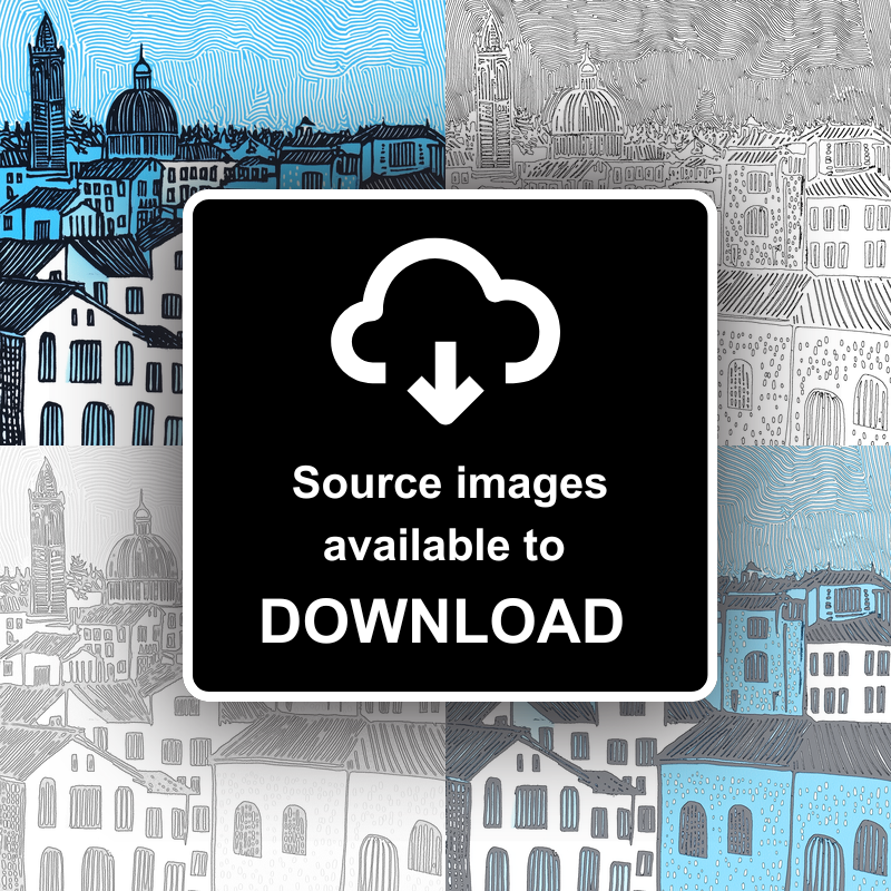 Florence Duomo and rooftops Linoprint-Style Art (558-1)