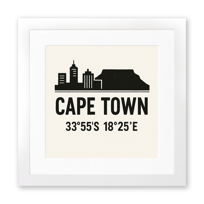 Place Coordinates Linoprint-Style Art (c290)