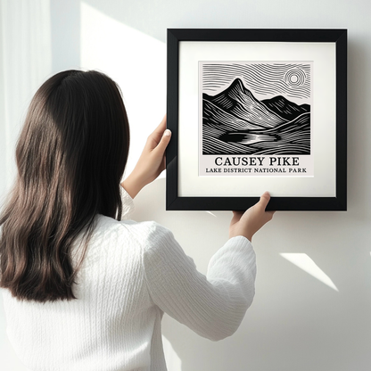 Mountains Linoprint-Style Art (c358)