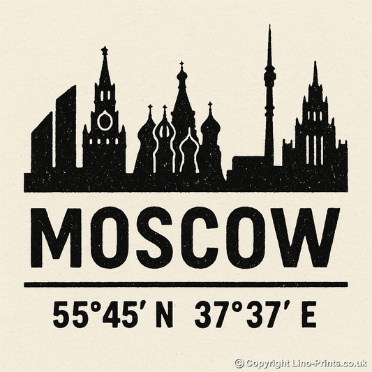 Place Coordinates Linoprint-Style Art (c335)