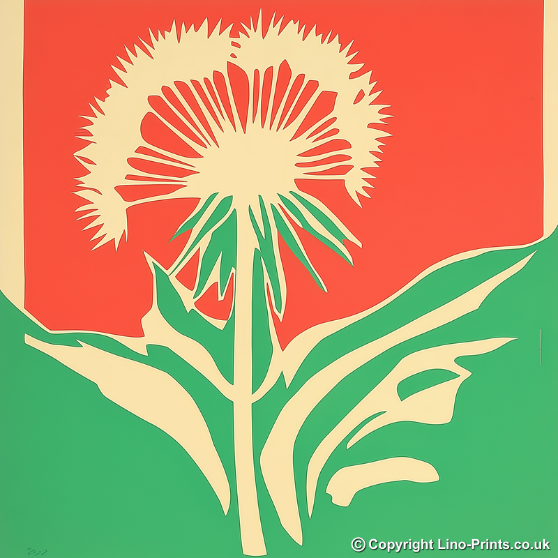 Dandelion Linoprint-Style Art (1644-1)