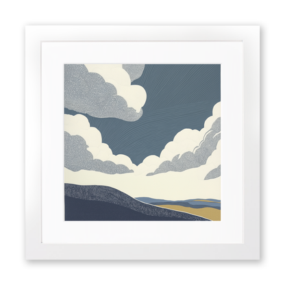 Cloud formations Linoprint-Style Art (2388-1)