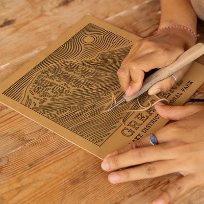 Mountains Linoprint-Style Art (c353)