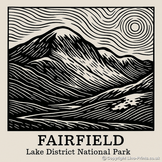 Mountains Linoprint-Style Art (c355)
