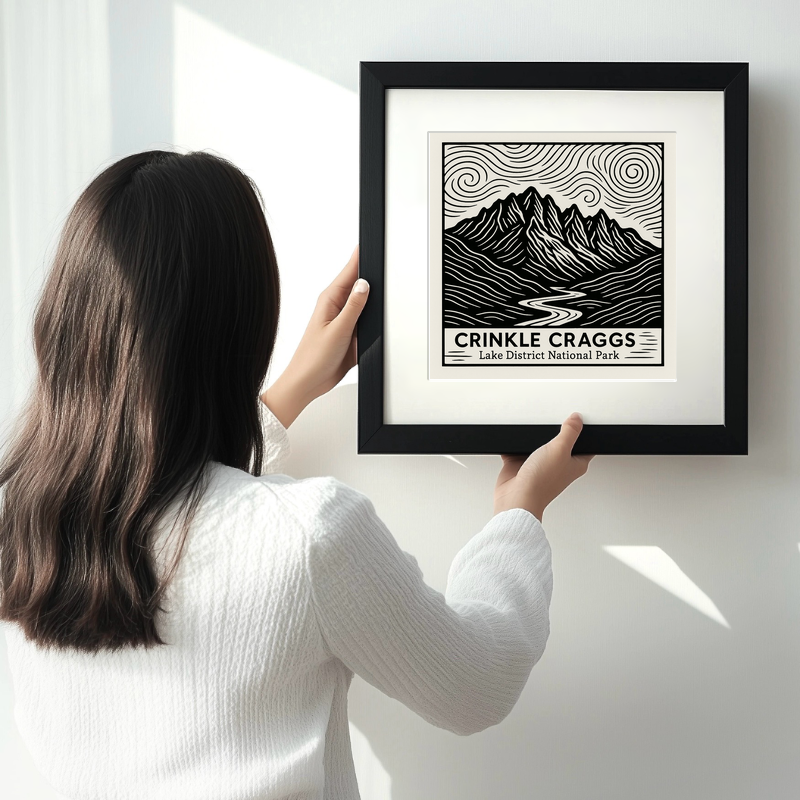Mountains Linoprint-Style Art (c361)