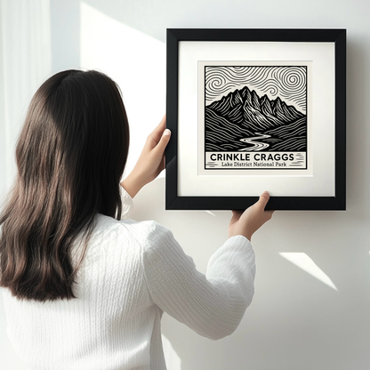 Mountains Linoprint-Style Art (c361)