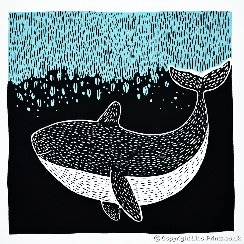 Beluga whale Linoprint-Style Art (744-1)