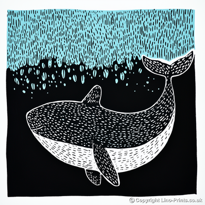 Beluga whale Linoprint-Style Art (744-1)