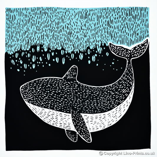 Beluga whale Linoprint-Style Art (744-1)
