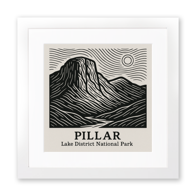 Mountains Linoprint-Style Art (c363)