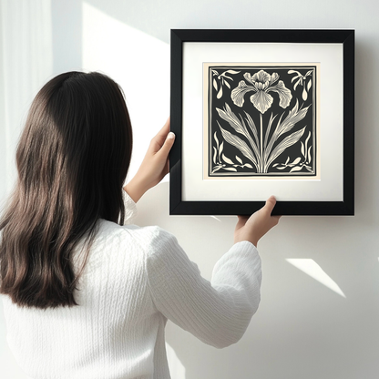 Iris Linoprint-Style Art (1722-1)