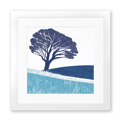 Solitary tree Linoprint-Style Art (996-1)