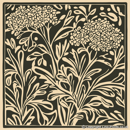 Yarrow Linoprint-Style Art (1753-1)