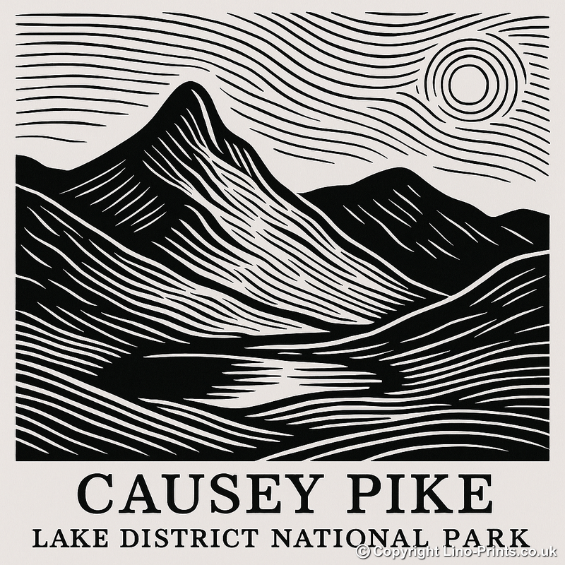 Mountains Linoprint-Style Art (c358)