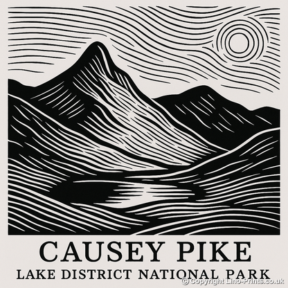 Mountains Linoprint-Style Art (c358)