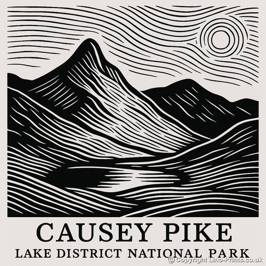 Mountains Linoprint-Style Art (c358)