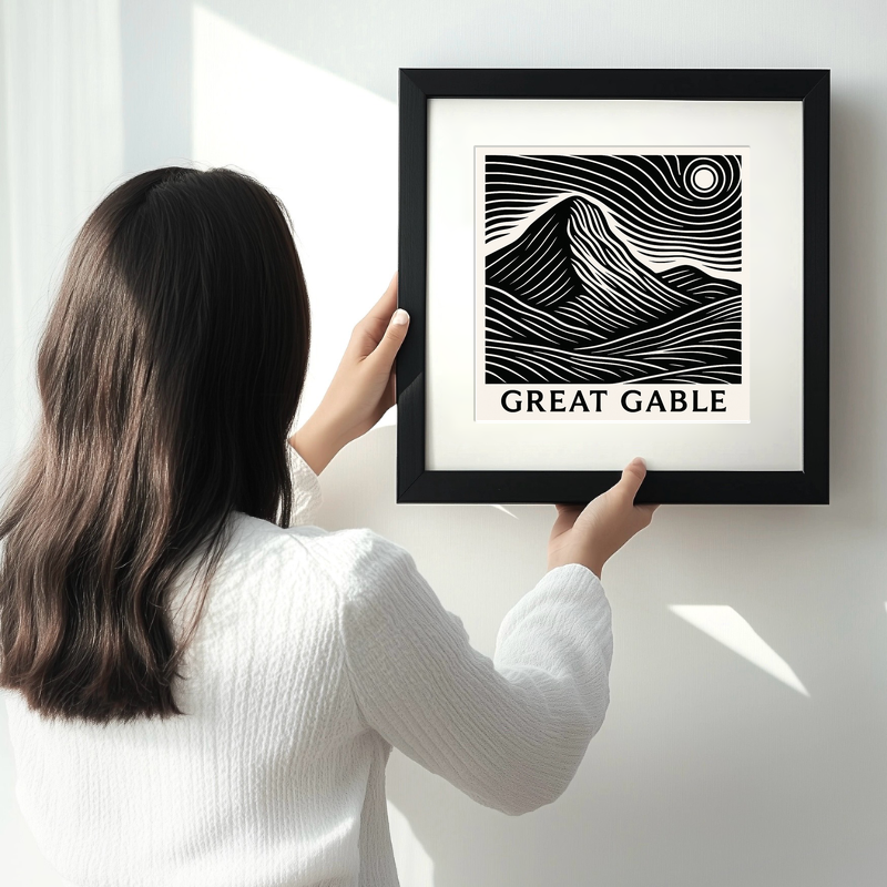 Mountains Linoprint-Style Art (c368)