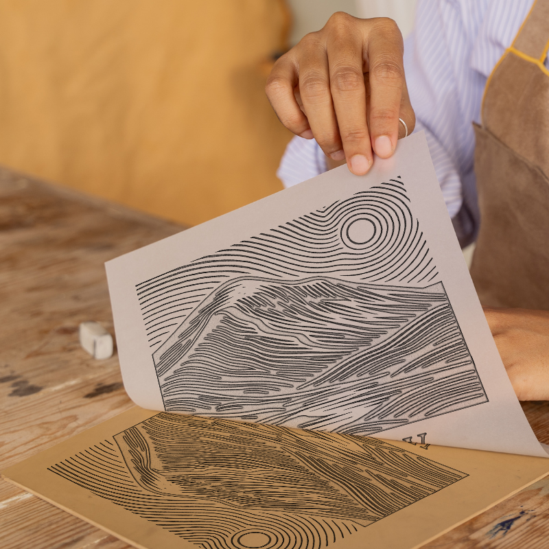 Mountains Linoprint-Style Art (c365)