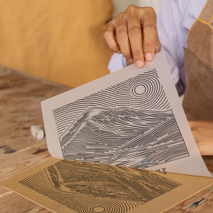 Mountains Linoprint-Style Art (c365)
