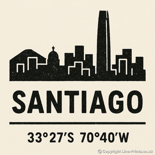 Place Coordinates Linoprint-Style Art (c280)