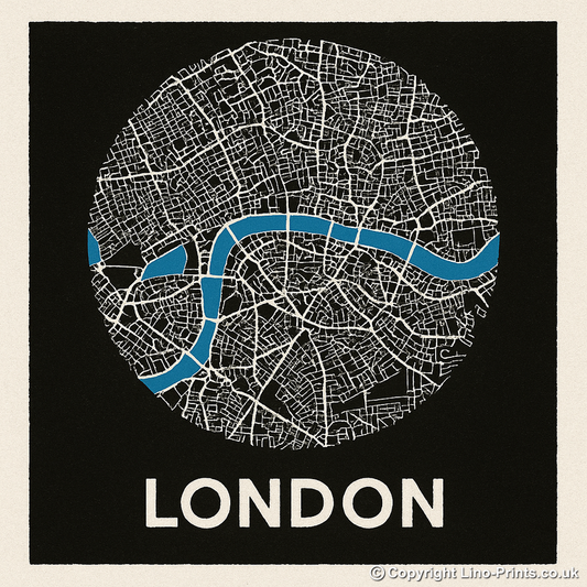 Maps Linoprint-Style Art (c16)