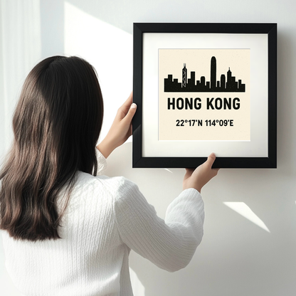 Place Coordinates Linoprint-Style Art (c341)