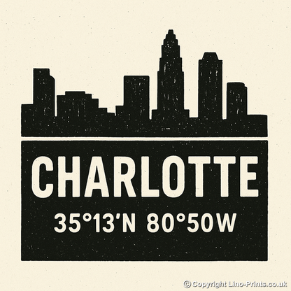 Place Coordinates Linoprint-Style Art (c263)