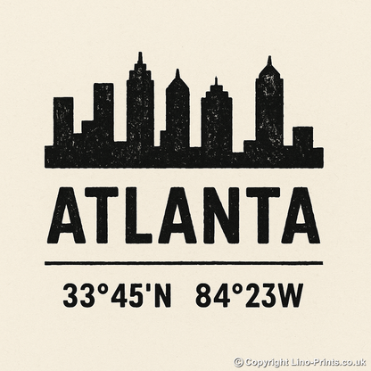 Place Coordinates Linoprint-Style Art (c315)