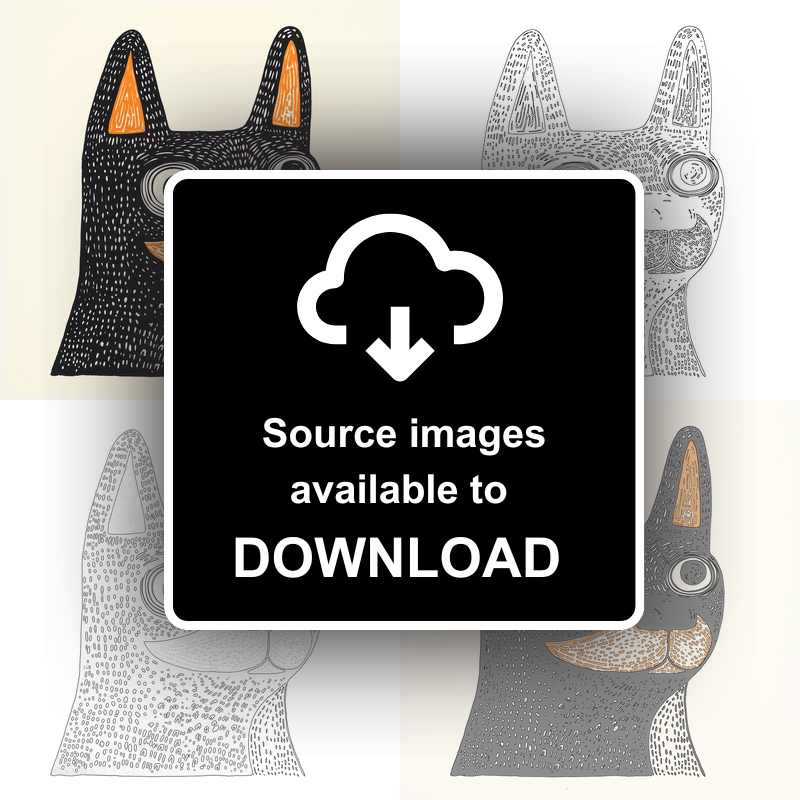 Boston Terrier Linoprint-Style Art (1452-1)