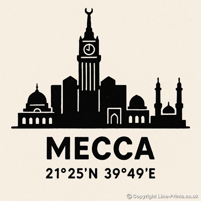 Place Coordinates Linoprint-Style Art (c268)