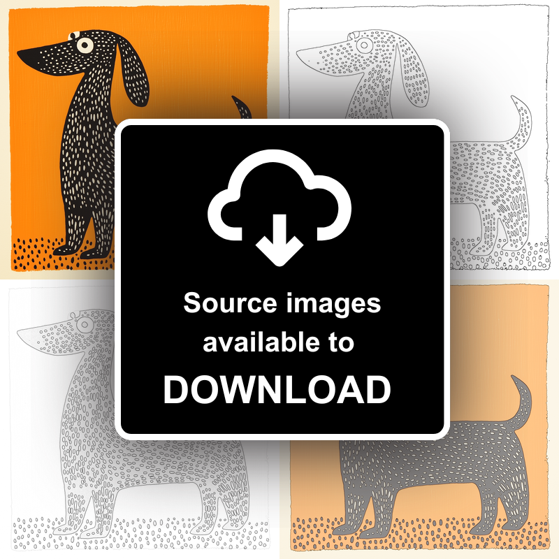 Dachshund Linoprint-Style Art (1461-1)