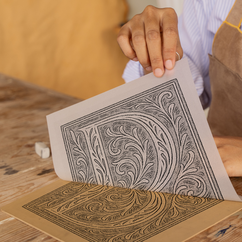 Capital Letters Linoprint-Style Art (c544)