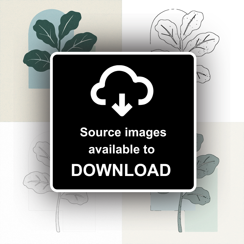 Flowers and Plants Linoprint-Style Art (c507)