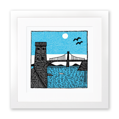 Forth Bridge, Scotland Linoprint-Style Art (560-1)