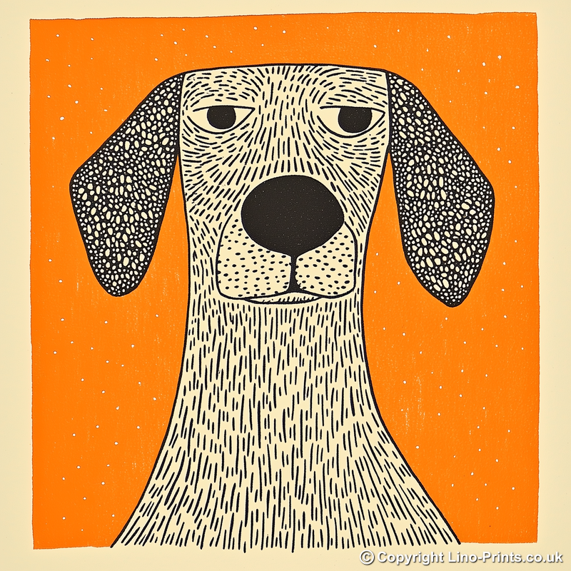 Golden Retriever Linoprint-Style Art (1469-1)