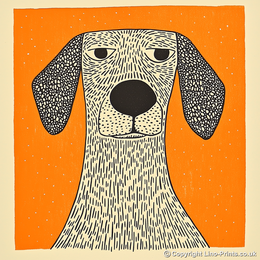 Golden Retriever Linoprint-Style Art (1469-1)