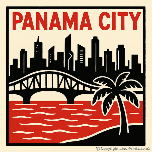 Cities Linoprint-Style Art (c123)