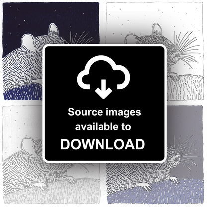 Cute Mouse Linoprint-Style Art (923-1)