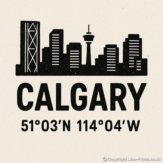Place Coordinates Linoprint-Style Art (c295)