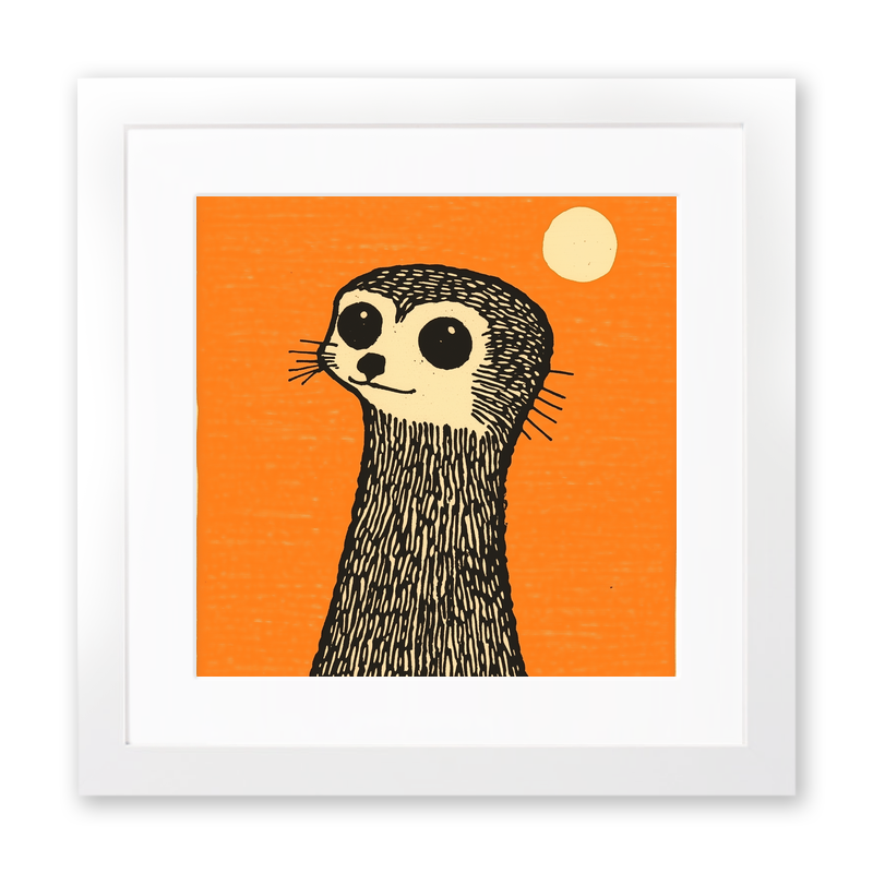 Cute Meerkat Pup   Linoprint-Style Art (228-1)
